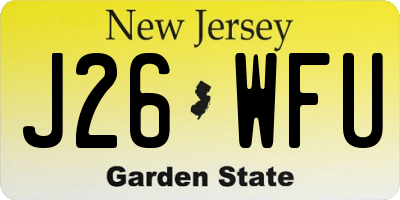 NJ license plate J26WFU