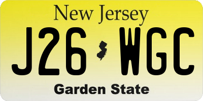 NJ license plate J26WGC