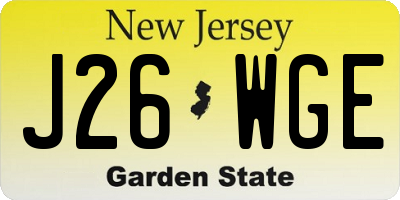 NJ license plate J26WGE