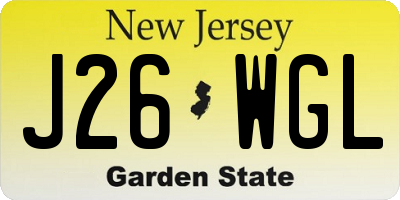 NJ license plate J26WGL