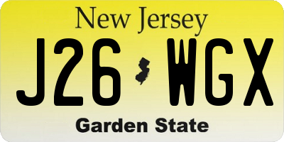 NJ license plate J26WGX