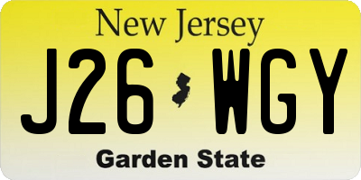 NJ license plate J26WGY