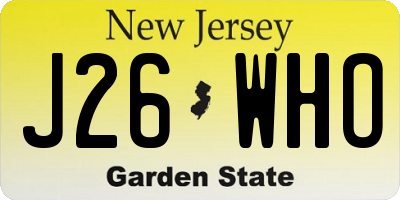 NJ license plate J26WHO
