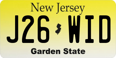 NJ license plate J26WID