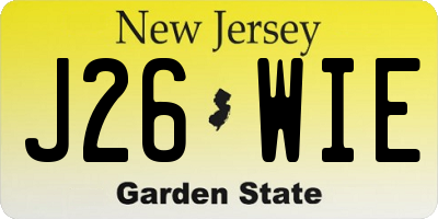 NJ license plate J26WIE