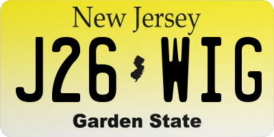 NJ license plate J26WIG
