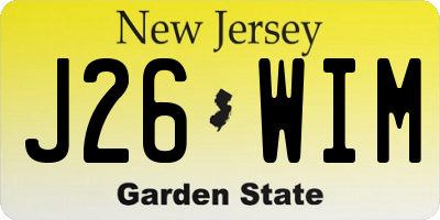 NJ license plate J26WIM