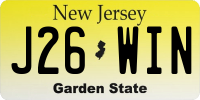 NJ license plate J26WIN