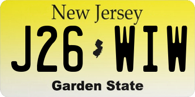 NJ license plate J26WIW