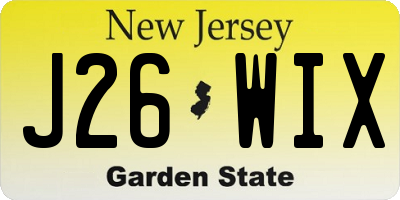 NJ license plate J26WIX