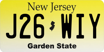 NJ license plate J26WIY