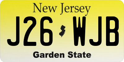 NJ license plate J26WJB