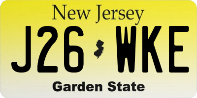 NJ license plate J26WKE