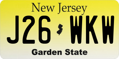 NJ license plate J26WKW
