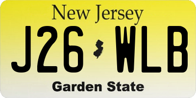 NJ license plate J26WLB
