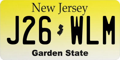 NJ license plate J26WLM