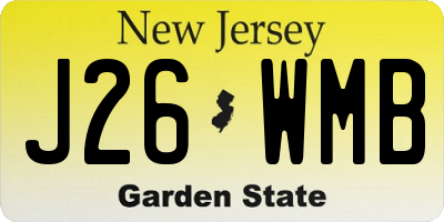 NJ license plate J26WMB
