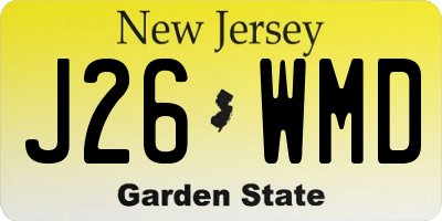 NJ license plate J26WMD