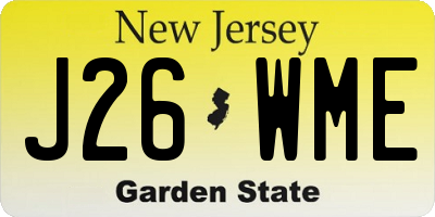 NJ license plate J26WME