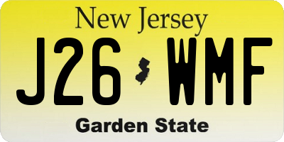 NJ license plate J26WMF
