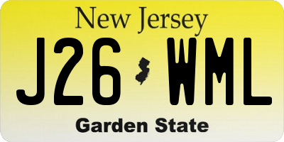 NJ license plate J26WML