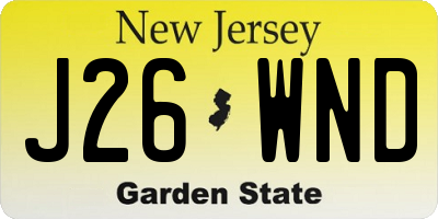 NJ license plate J26WND