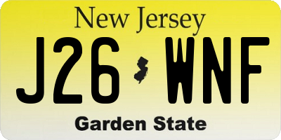 NJ license plate J26WNF