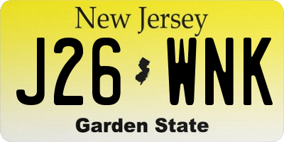 NJ license plate J26WNK