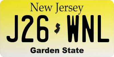 NJ license plate J26WNL