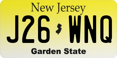 NJ license plate J26WNQ