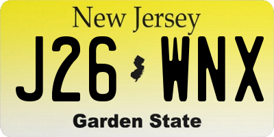 NJ license plate J26WNX