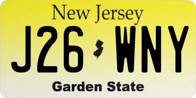 NJ license plate J26WNY