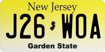 NJ license plate J26WOA