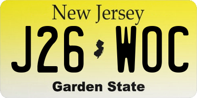 NJ license plate J26WOC