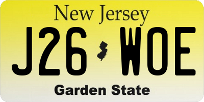 NJ license plate J26WOE
