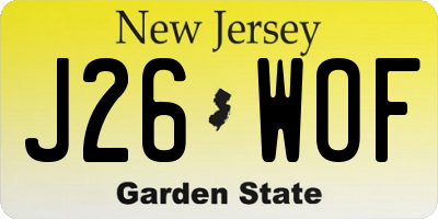 NJ license plate J26WOF