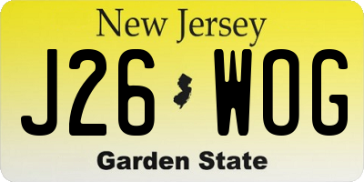 NJ license plate J26WOG