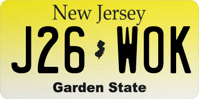 NJ license plate J26WOK