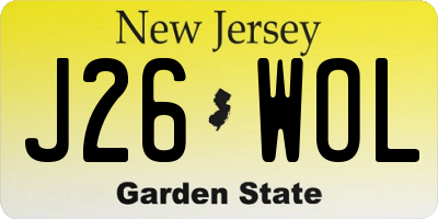 NJ license plate J26WOL