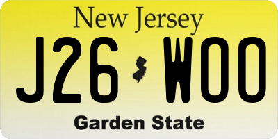 NJ license plate J26WOO