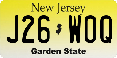 NJ license plate J26WOQ