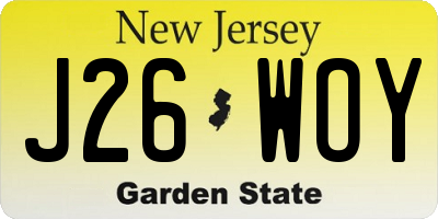 NJ license plate J26WOY