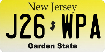 NJ license plate J26WPA