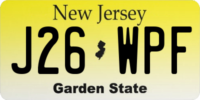 NJ license plate J26WPF