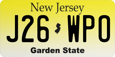 NJ license plate J26WPO