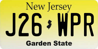 NJ license plate J26WPR