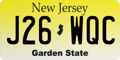 NJ license plate J26WQC