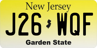 NJ license plate J26WQF