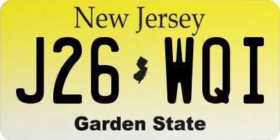 NJ license plate J26WQI