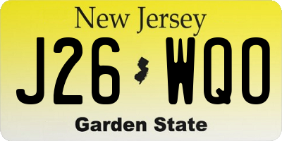 NJ license plate J26WQO